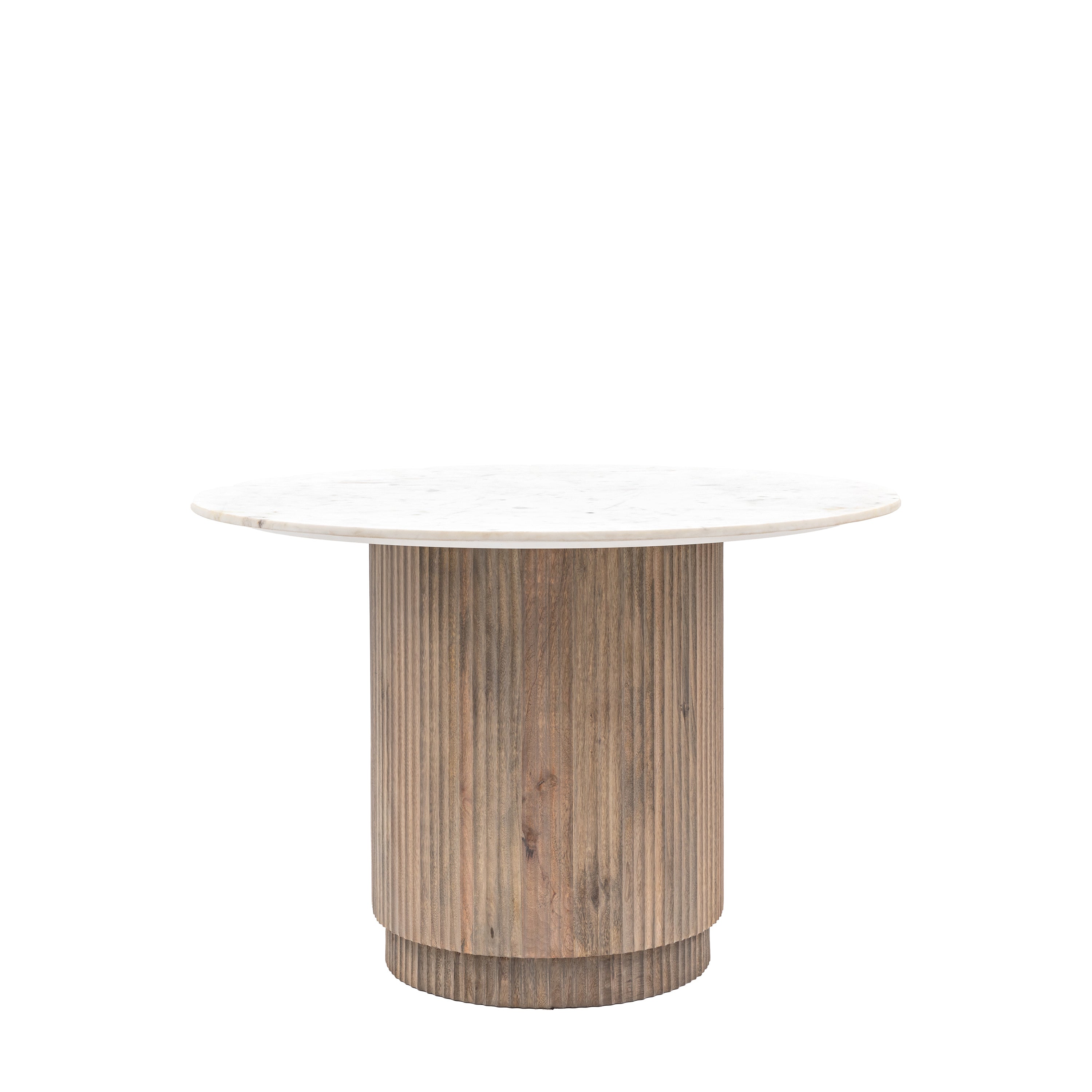 Francesco Grey Mango Wood & White Marble Round Drum Dining Table